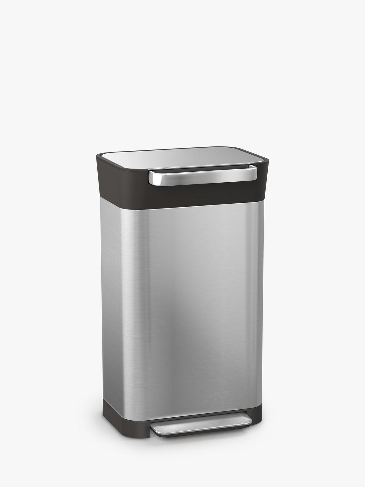 Joseph Joseph Titan 30L stainless-steel waste compactor bin with the lid closed