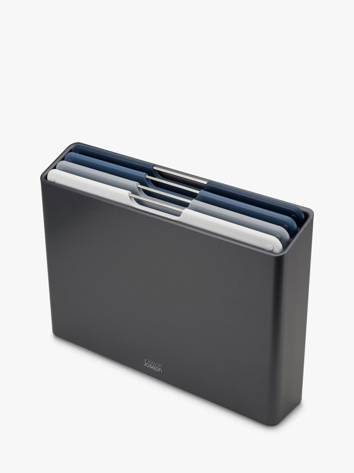 Joseph Joseph Folio Large four-piece chopping board set in its grey storage case