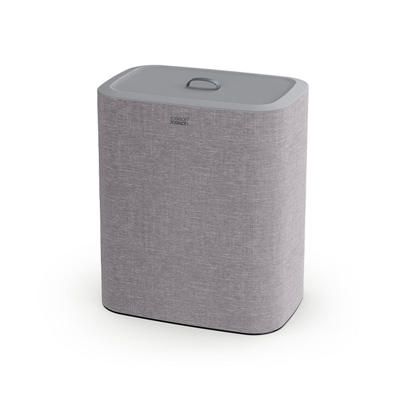 Joseph Joseph Tota Trio 90L laundry separation basket in grey with the lid on