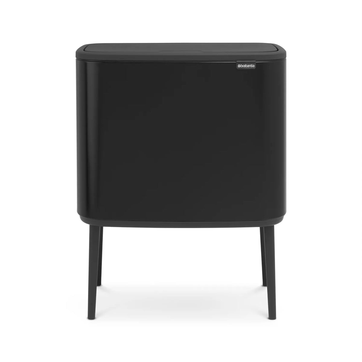 Brabantia Bo Touch Bin 36 litre in matt black, front view on a white background