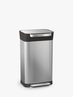 Joseph Joseph Titan 30L stainless-steel waste compactor bin with the lid closed