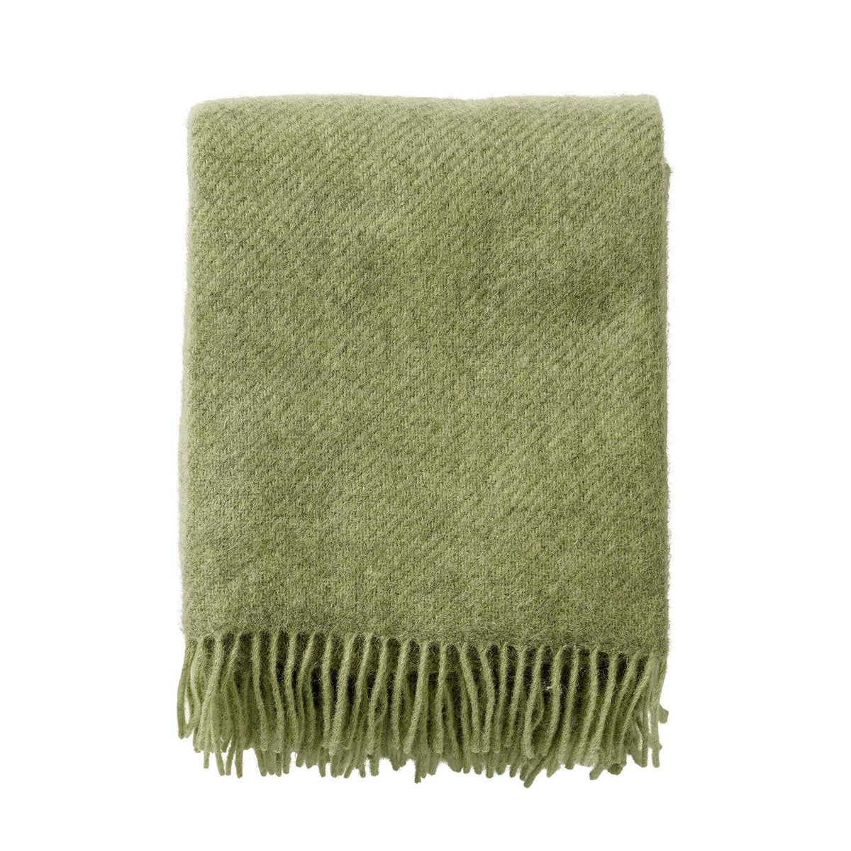Klippan Gotland brushed wool throw in Pear, folded on a white background