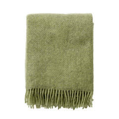 Klippan Gotland brushed wool throw in Pear, folded on a white background