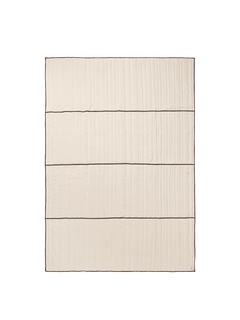 ferm LIVING Vari quilted bedspread in Natural with dark chocolate piping, shown flat on white