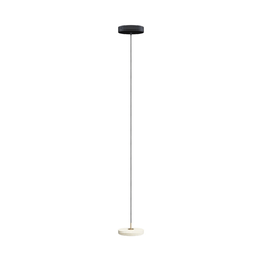 Asteria Micro pearl white shown with its cord and metal ceiling canopy