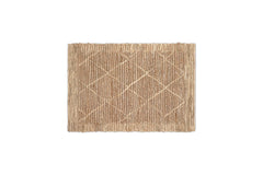 Nkuku Vandi handwoven natural jute doormat with woven diamond design on a white background